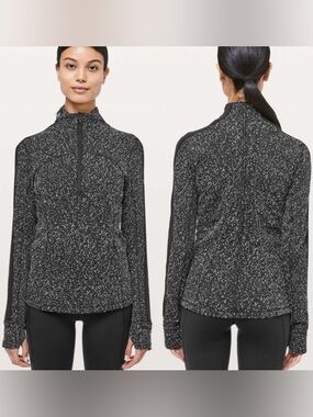 Lululemon Run Briskly 1/2 Zip in Magnetized Jacquard Black & White size 4